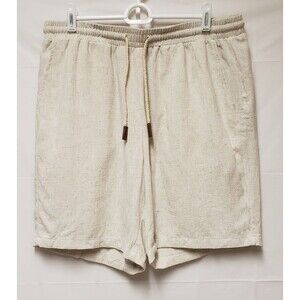 Manfanity Women’s Shein Oatmeal Drawstring Shorts Sz L Viscose/Linen Blend NWOT